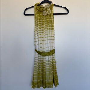 NWOT BCBG MAX AZRIA Green Pleated Halter Dress - XXS